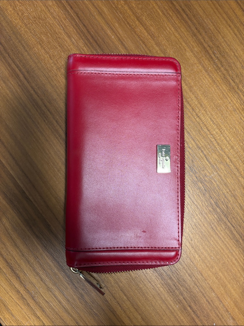 kate spade Red Zip-Around Leather Wallet